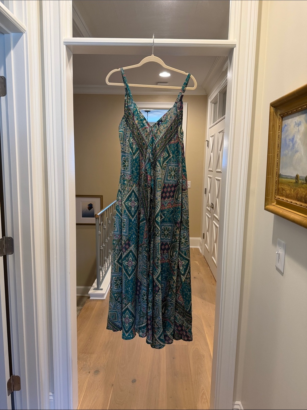 Advance Sleeveless Green Patterned Maxi Dress